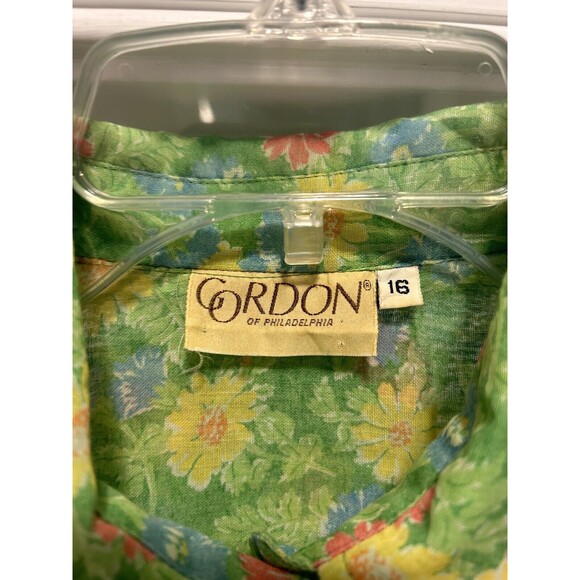 Vintage 70s Floral Gauze Gordon of Philadelphia Button Up Collared Top Size 16 - Picture 2 of 6